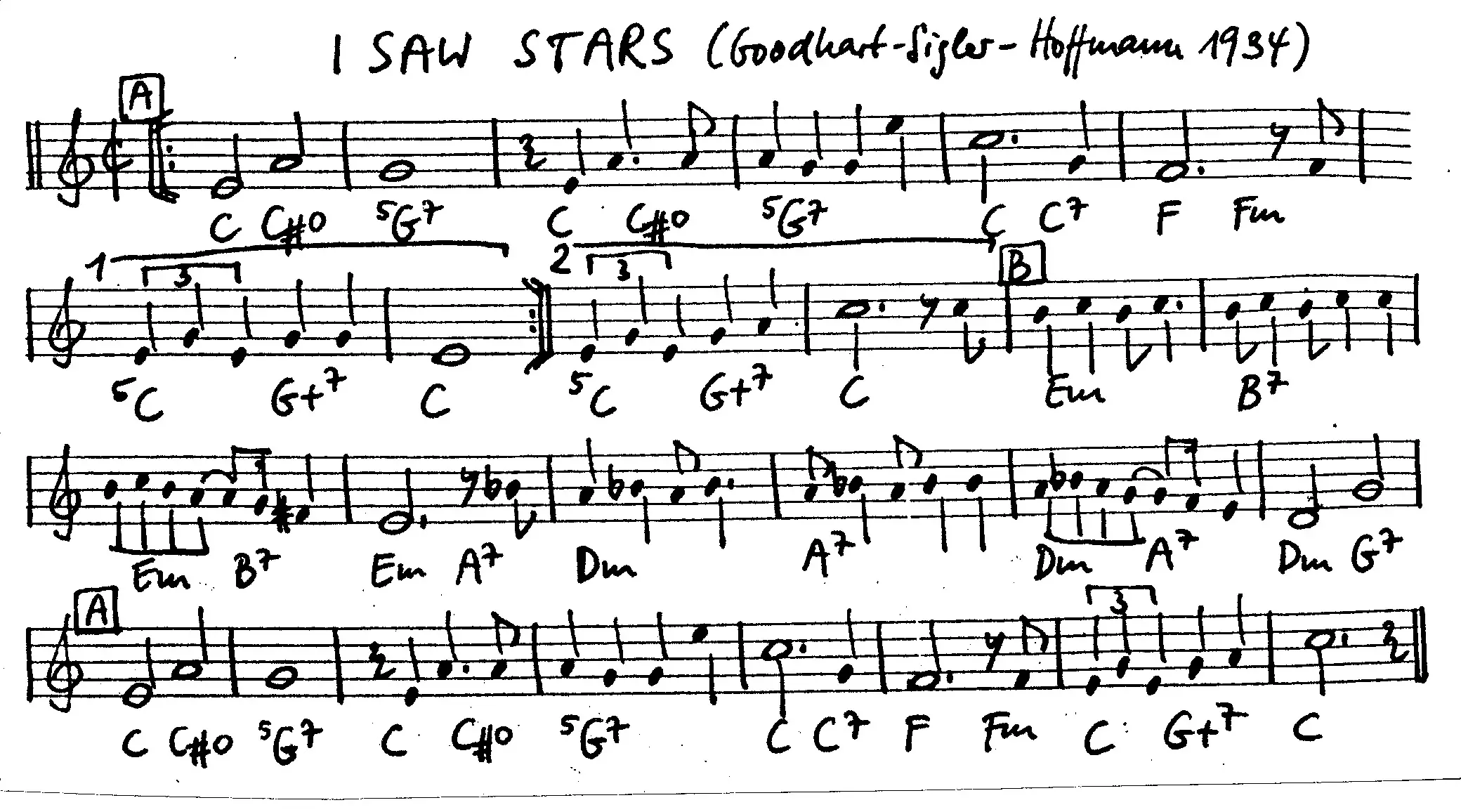 i saw stars free jazz leadsheet - Courtesy of the Jungle Jazz Band